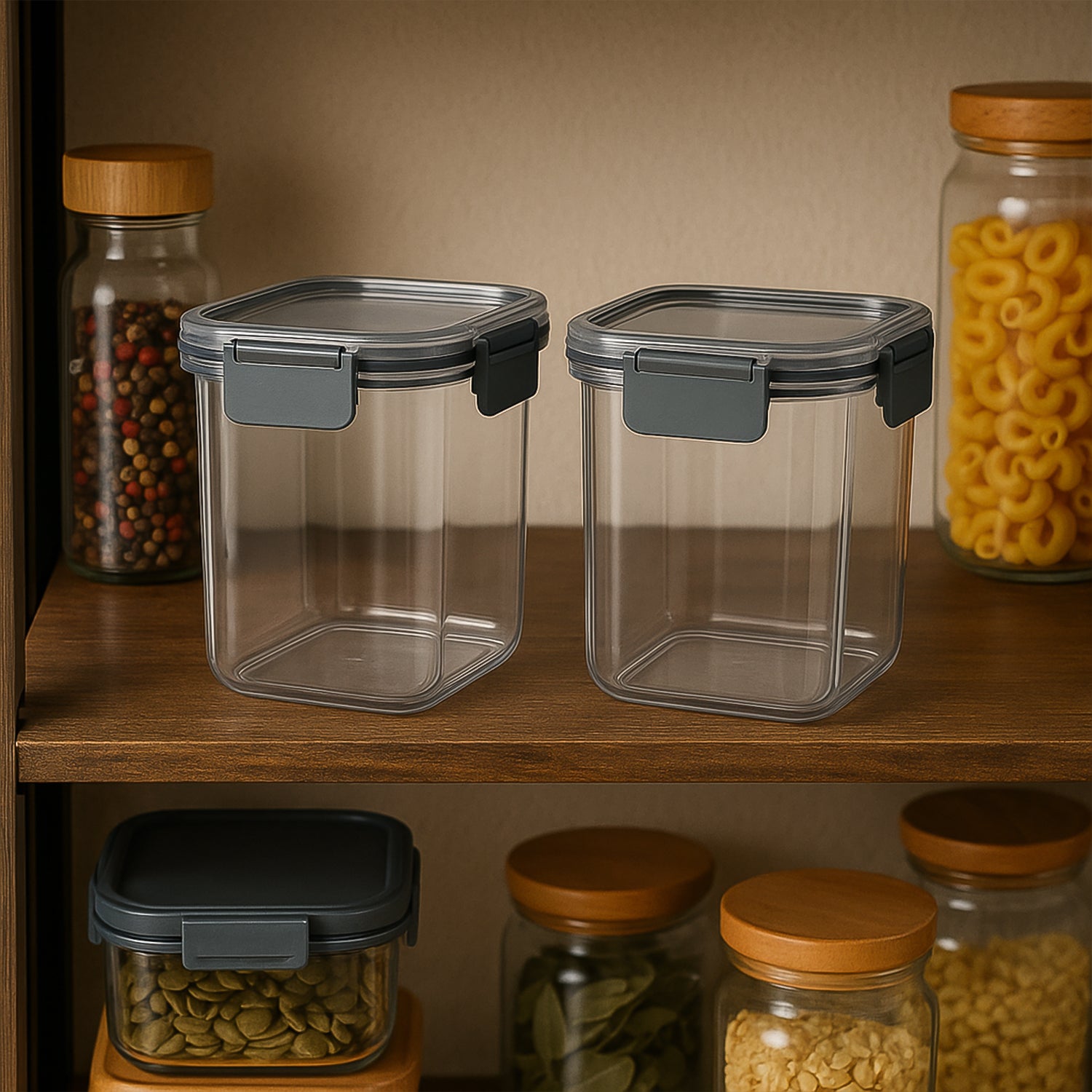 Apex Press N Lock Airtight Food Storage Container Set (2pc900ml) Approx